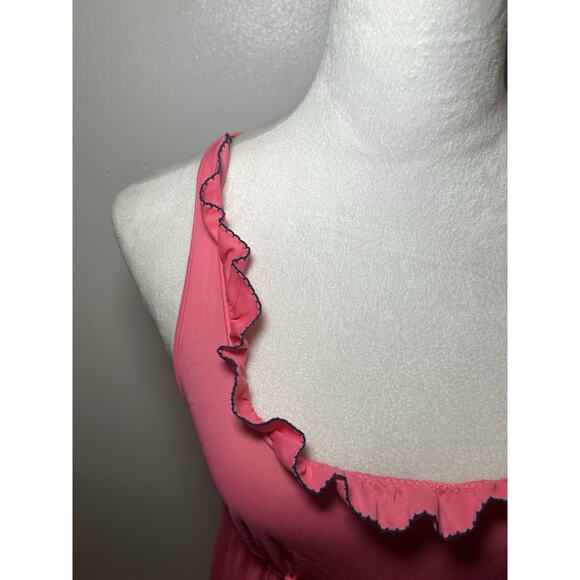 Vintage Hot Pink Ruffle Nightgown Size 11 Cross Back Maxi Vassarette Soft 1970s - Picture 4 of 8